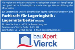 Stellenanzeige Fachkraft für Lagerlogistik